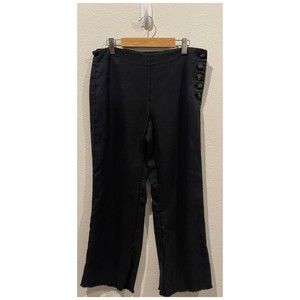 ELEVENSES Linen Black Buttons Pants